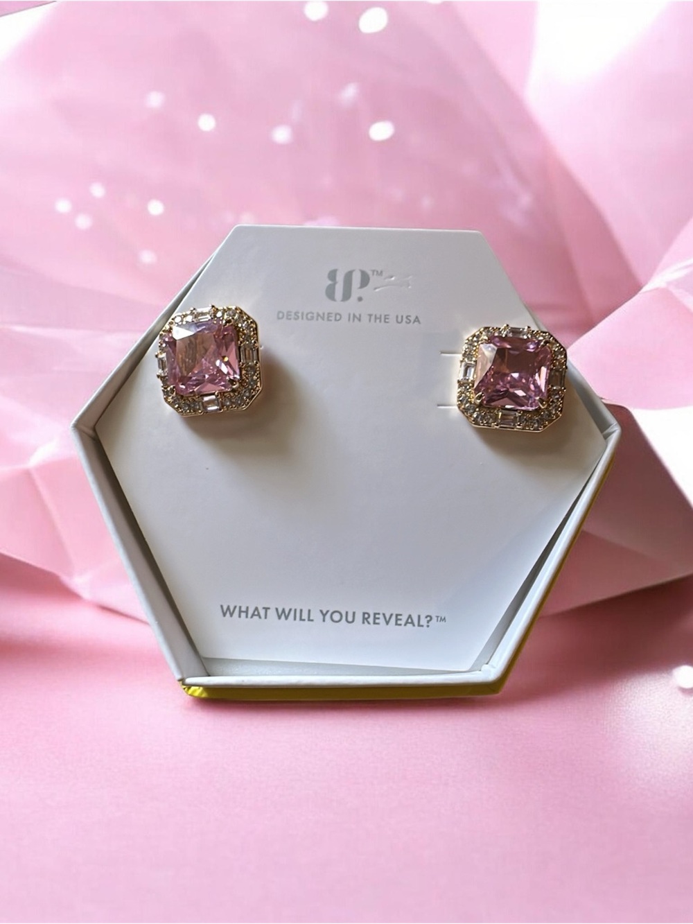 Bomb Party Rose Quartz Cubic Zirconia Gold plated earrings
